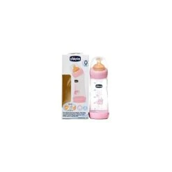 Chicco Biberón Angular Rosa 250ml Caucho Flujo Normal 1ud