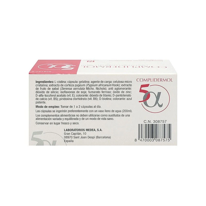 Complidermol 5 Alfa 60 Capsulas 7 Complidermol 5 Alfa 60 Capsulas - Imagen 5