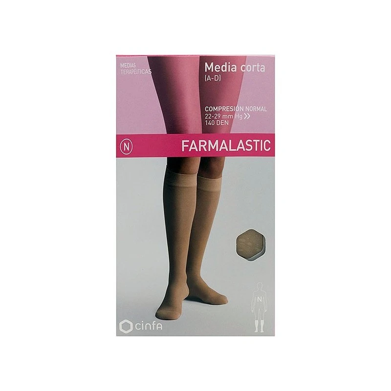 Farmalastic Media Corta (A-D) Compresión Normal T-grande Beige 1ud 3 Farmalastic Media Corta (A-D) Compresión Normal T-grande Beige 1ud
