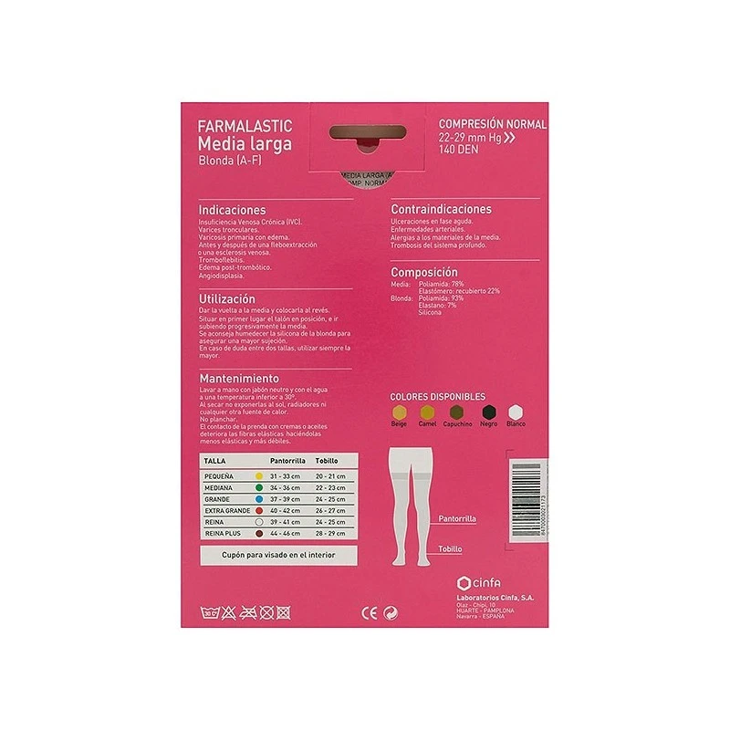 Farmalastic Media Larga Blonda (A-F) Comp. Normal T-extra Grande Negro 1ud 4 Farmalastic Media Larga Blonda (A-F) Comp. Normal T-extra Grande Negro 1ud - Imagen 2