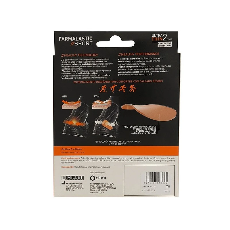 Farmalastic Sport Apósito Protector Maleolo Laterales Tobillos 5x11cm 2uds 4 Farmalastic Sport Apósito Protector Maleolo Laterales Tobillos 5x11cm 2uds - Imagen 2