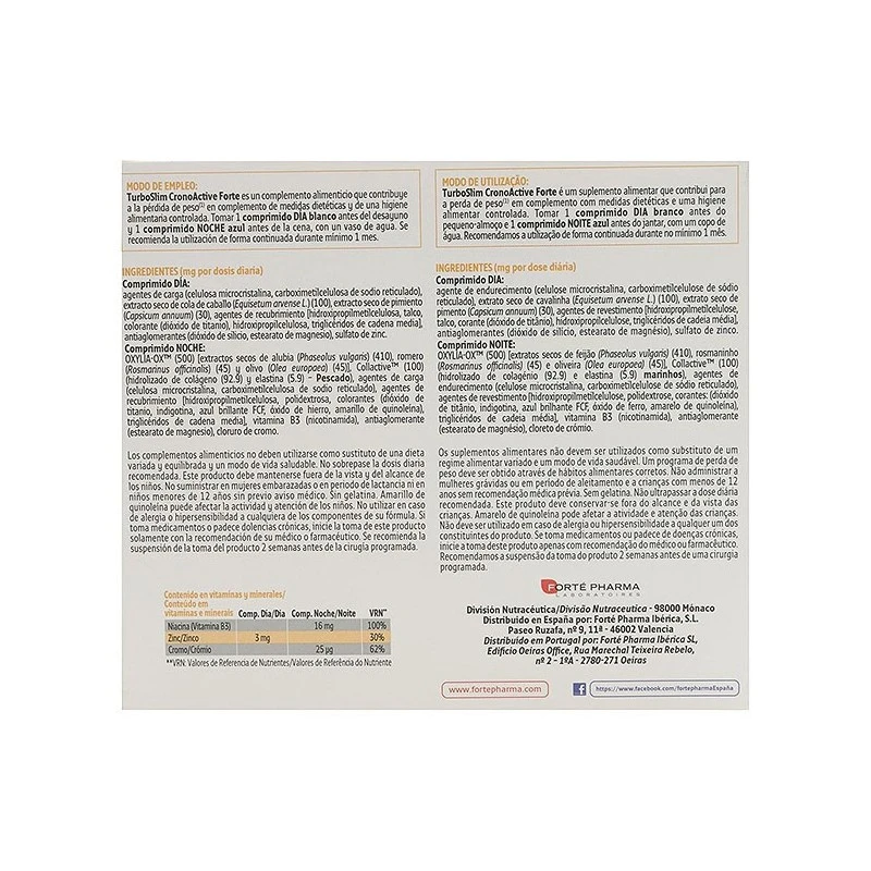 Forté Pharma Turboslim Cronoactive Forte 56 Comprimidos 7 Forté Pharma Turboslim Cronoactive Forte 56 Comprimidos - Imagen 5