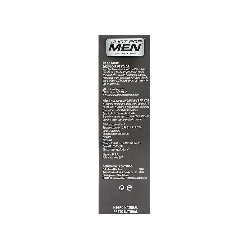 Just For Men Champú Colorante Negro 30ml 8 Just For Men Champú Colorante Negro 30ml - Imagen 6