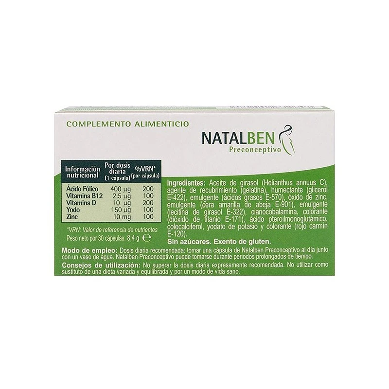 Natalben Preconceptivo 30 Cápsulas 7 Natalben Preconceptivo 30 Cápsulas - Imagen 5