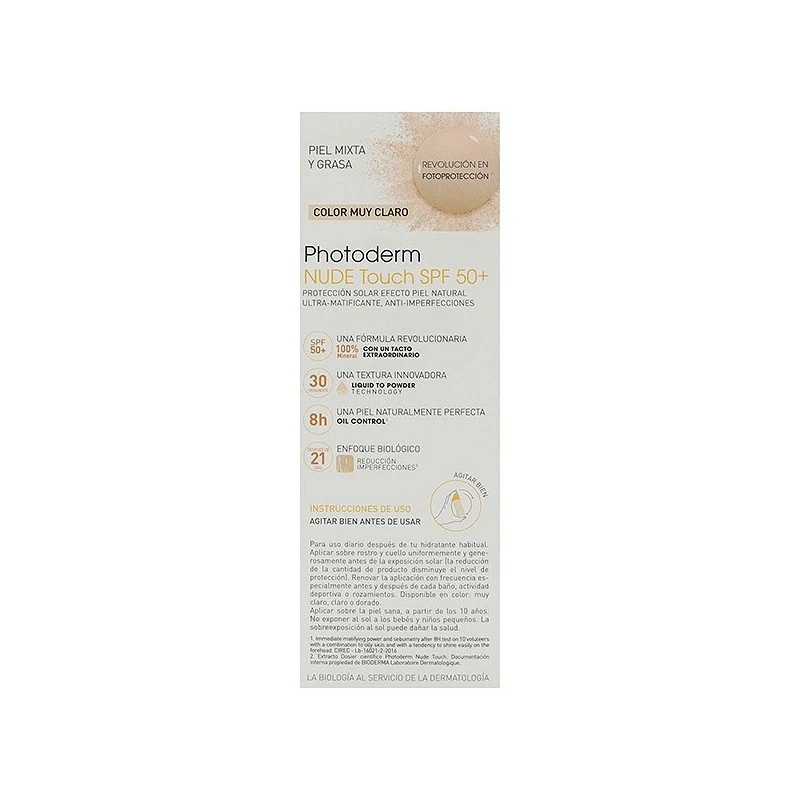 PHOTODERM NUDE SPF 50+ BIODERMA COLOR NATURAL 40 ML 7 PHOTODERM NUDE SPF 50+ BIODERMA COLOR NATURAL 40 ML - Imagen 5